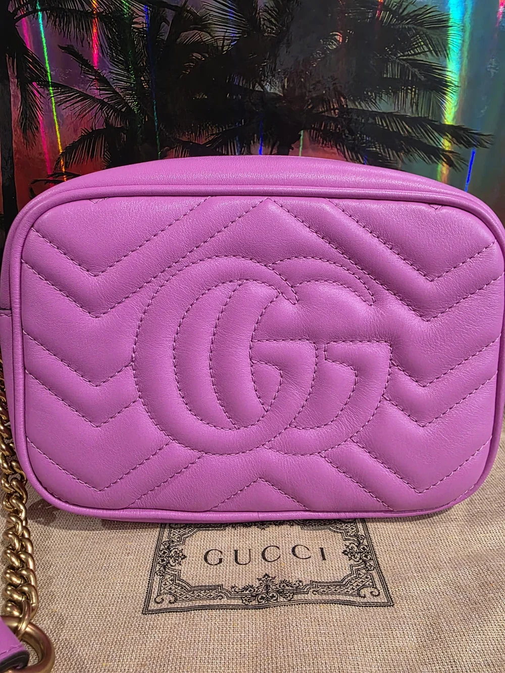 NEW Gucci Pink GG Marmont Quilted Leather Camera Bag With DUST BAG AND BOX 🔥